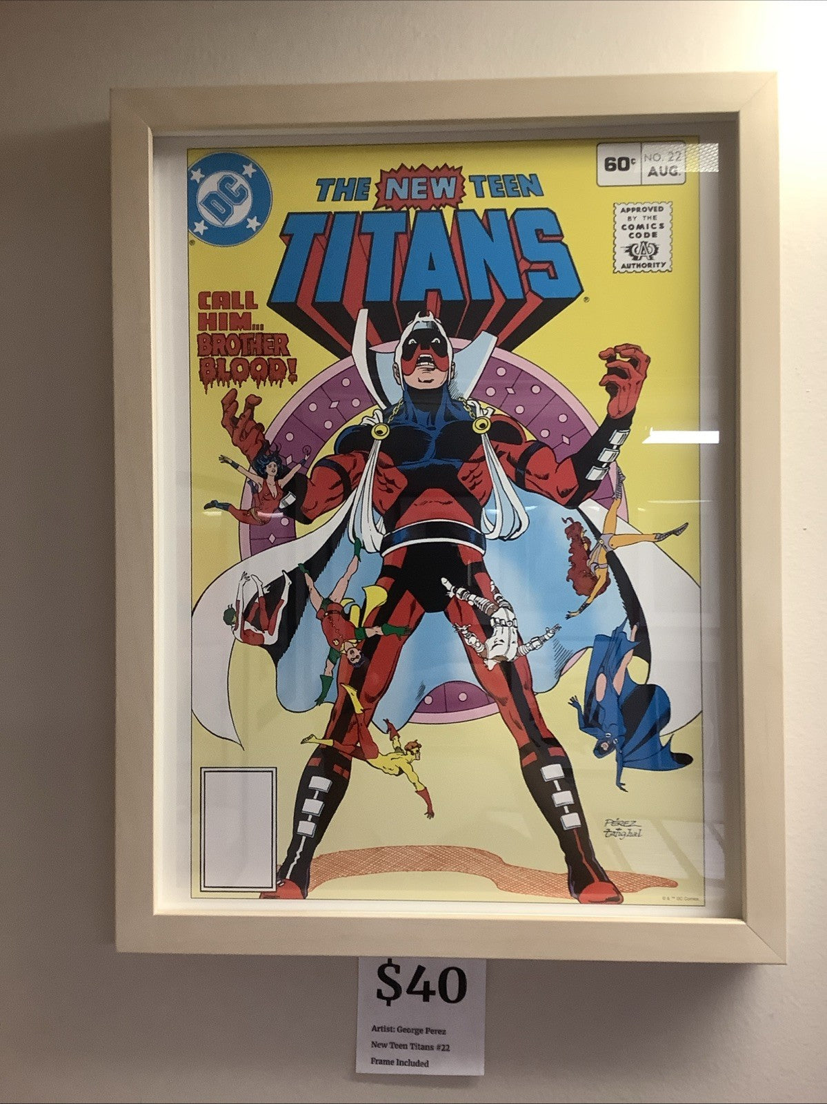 GEORGE PEREZ NEW TEEN TITANS #22 Cover Art Print 12x16, W/ Frame