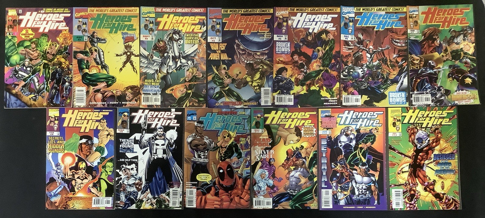 Heroes for Hire #1-13 Comic Lot, Marvel, John Ostrander, Deadpool Team-up