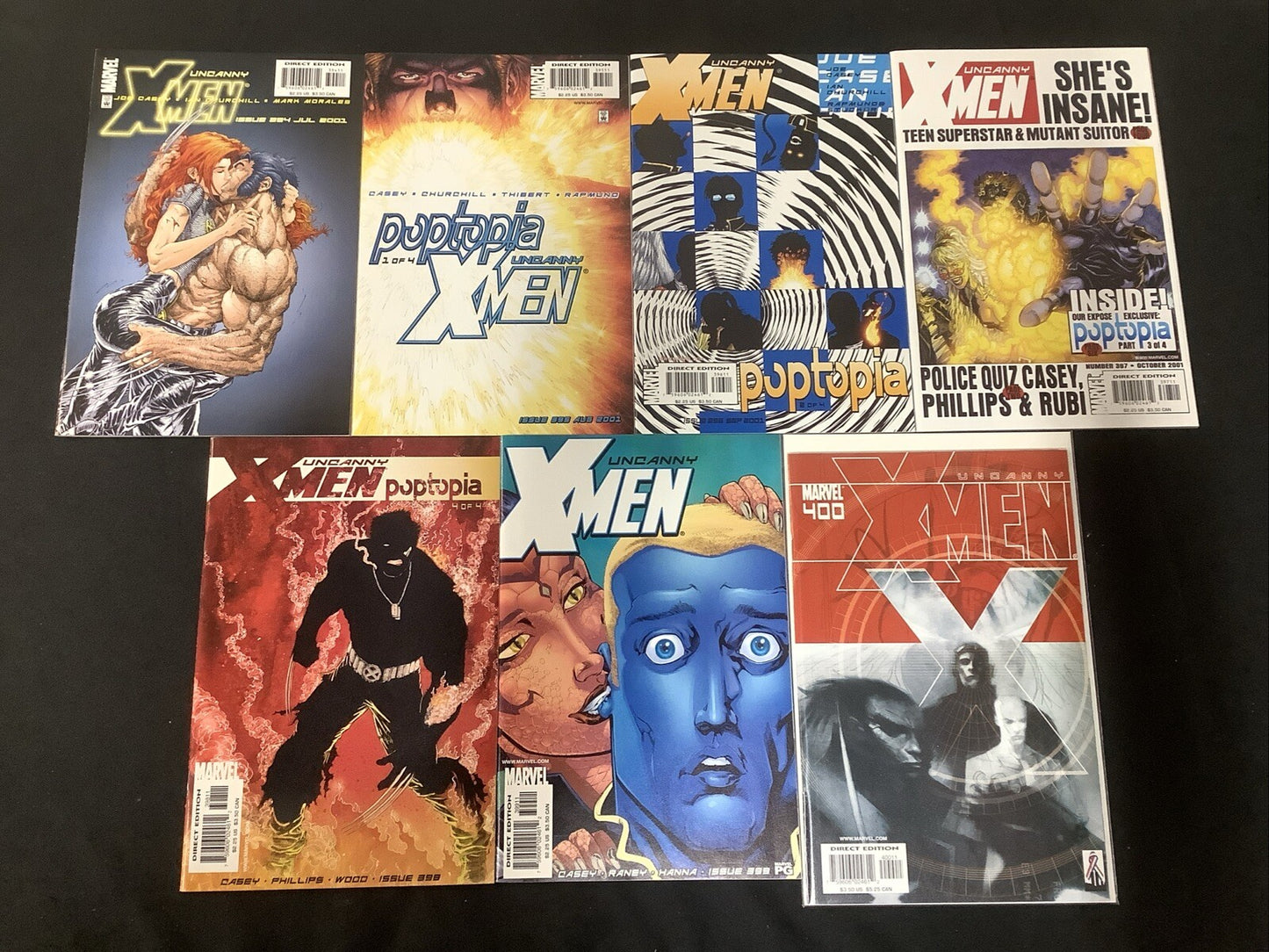 Uncanny X-Men #394-400 Comic Lot, Marvel, Poptopia Story Line, 2001