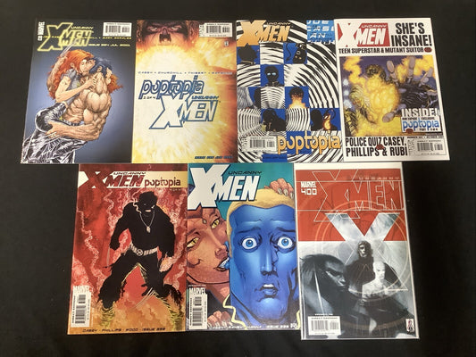 Uncanny X-Men #394-400 Comic Lot, Marvel, Poptopia Story Line, 2001