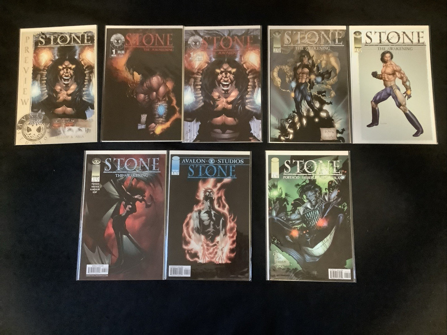 Stone The Awakening Bundle: #1-4 + Preview & Variants, Vol.2 #1 (8 Comics Total)
