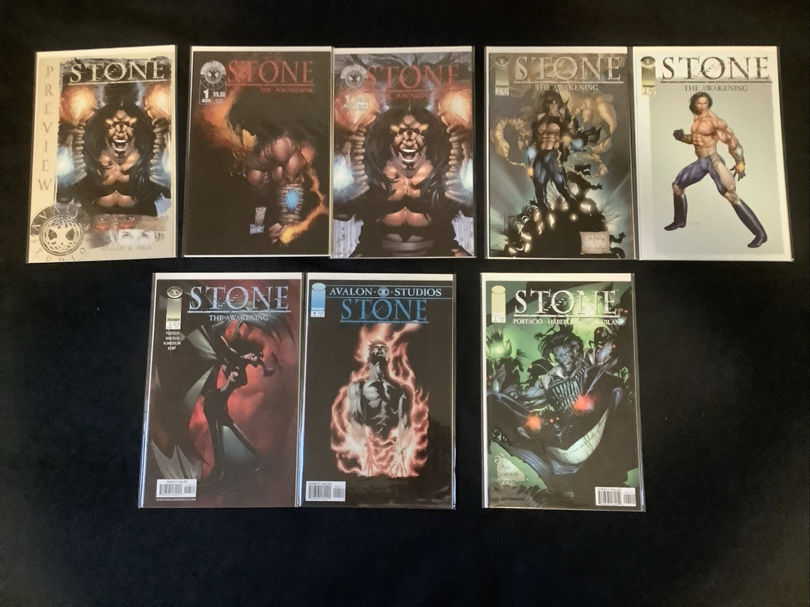 Stone The Awakening Bundle: #1-4 + Preview & Variants, Vol.2 #1 (8 Comics Total)