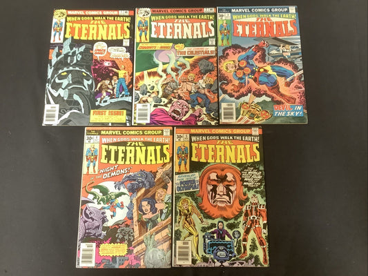 Eternals #1-5 Comic Lot, Marvel, Jack Kirby, 1st App The Eternals And Deviants