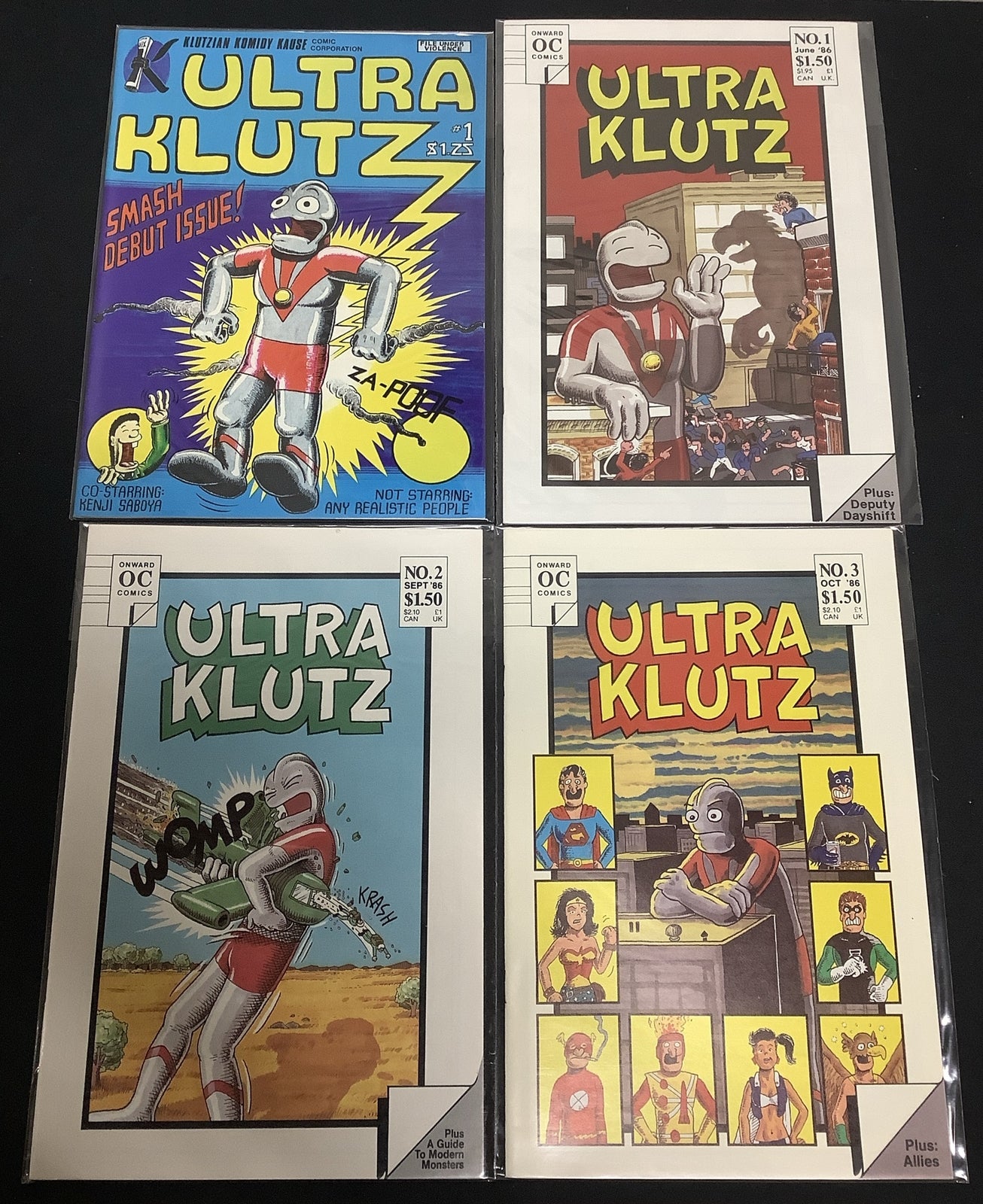 ULTRA KLUTZ Comic Bundle: One-shot + #1-3, Klutzian Komidy Kause, Onward Comics