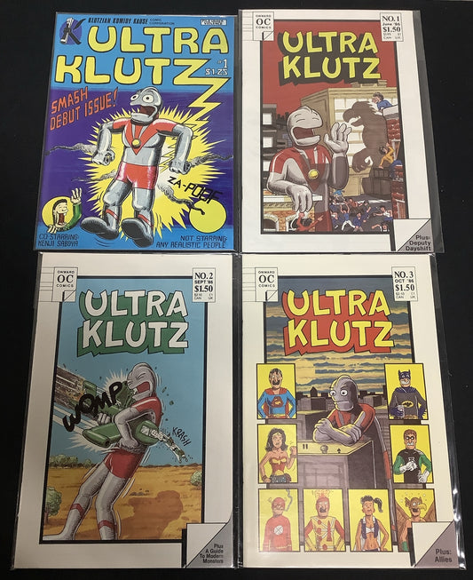 ULTRA KLUTZ Comic Bundle: One-shot + #1-3, Klutzian Komidy Kause, Onward Comics
