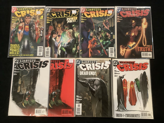 Identity Crisis #1-7 + Variant #5 Complete Comic Set, DC Comics, Meltzer/Morales