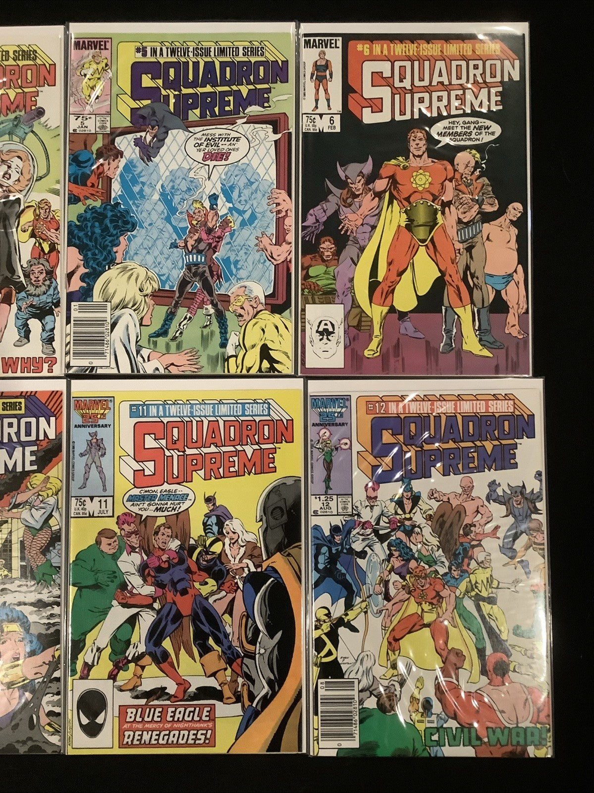 Squadron Supreme #1-12 Complete Comic Series, Marvel, Mark Gruenwald/Bob Hall