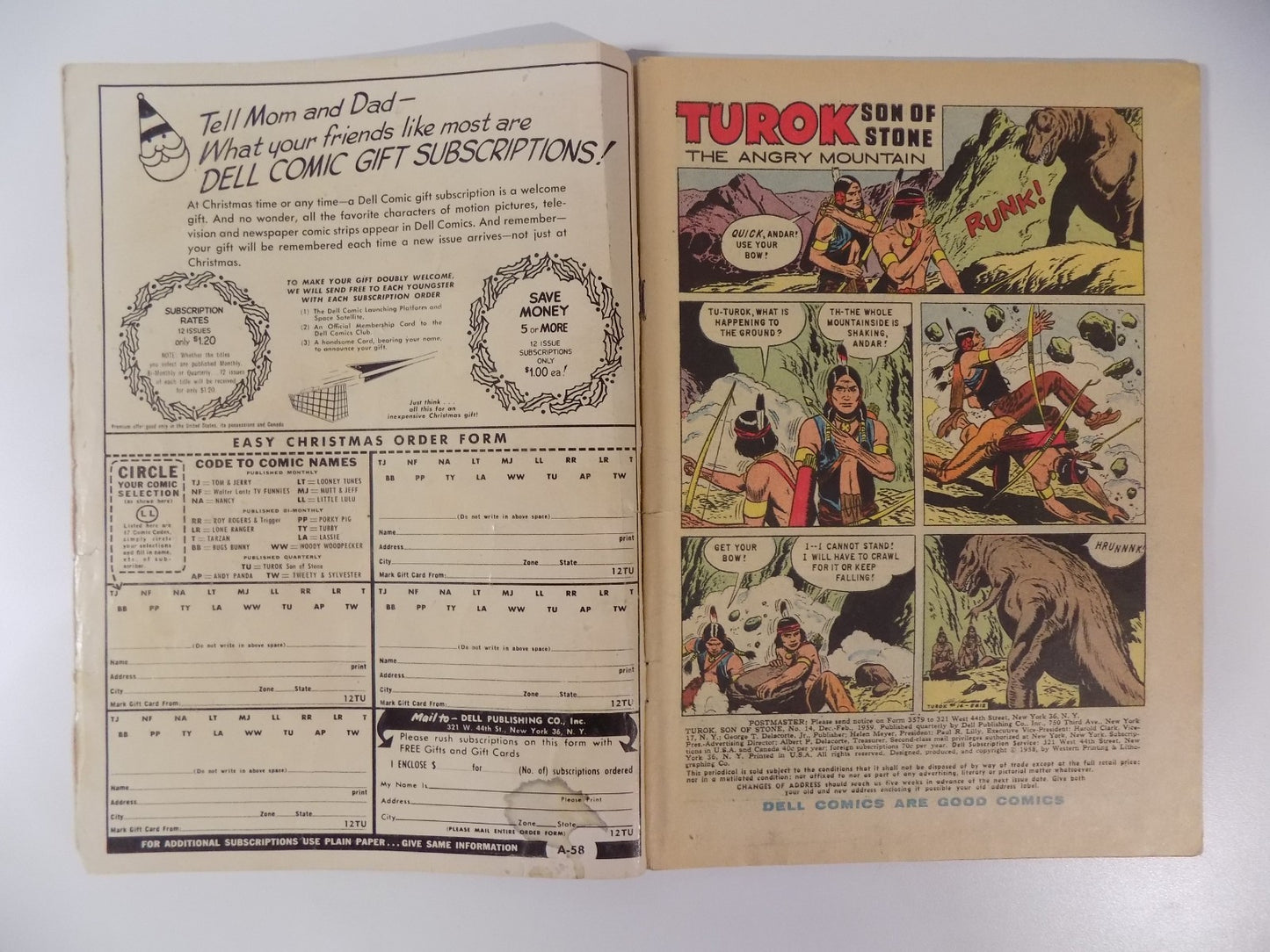 Turok Son of Stone #14 Dell Comic Dec.-Feb. 1959 Very Good