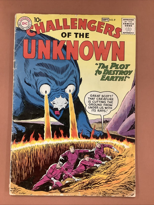 Challengers of the Unknown #9 (DC 1959) VG (4.0) Cover Detached Lower Staple