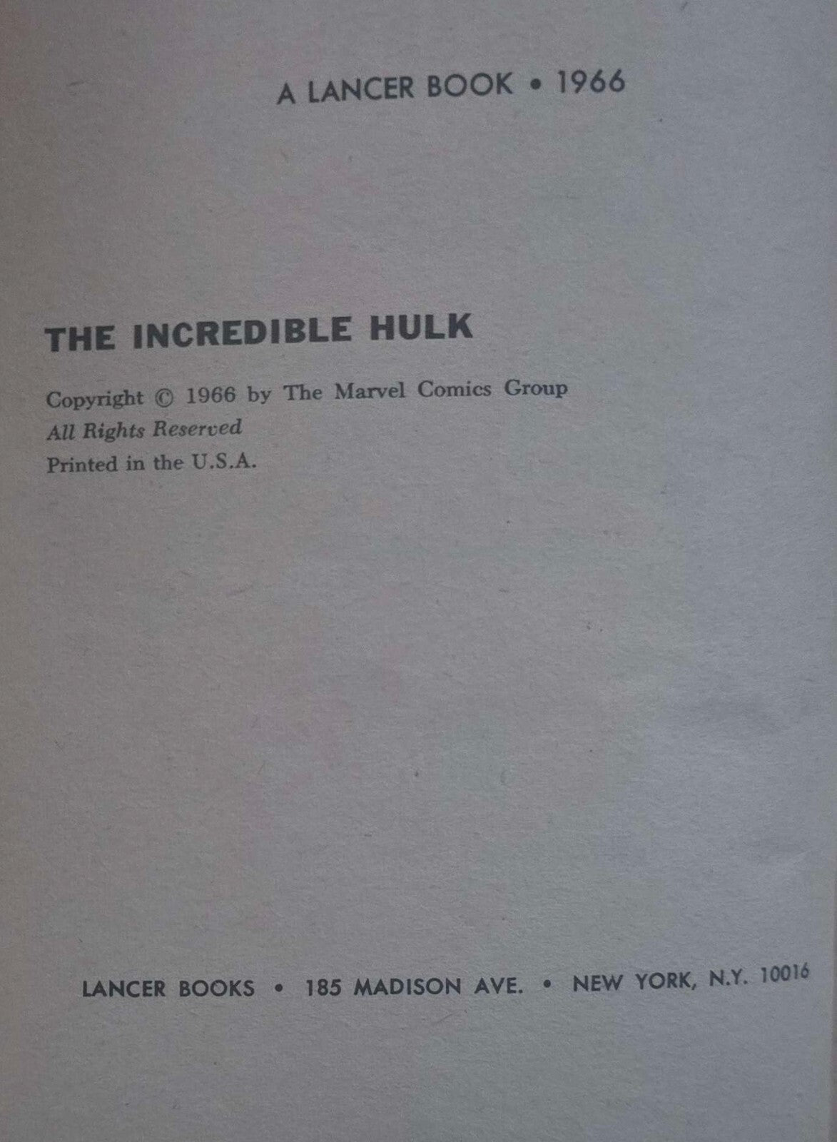 The Incredible Hulk #4 paperback Collector's Album! (Lancer Books 1966)