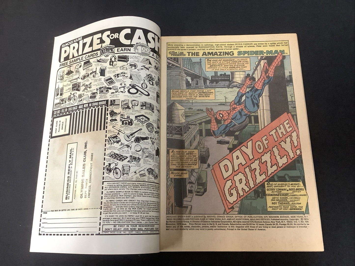 Amazing Spider-Man #139 (Marvel Comics Dec 1974) VF- (7.5) 1st App Grizzly