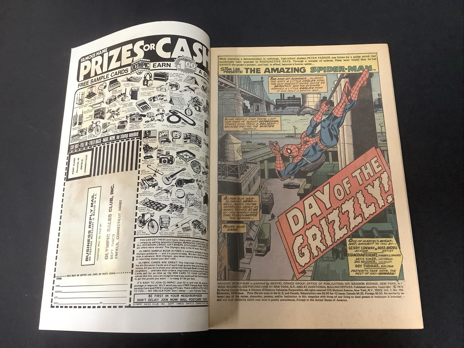 Amazing Spider-Man #139 (Marvel Comics Dec 1974) VF- (7.5) 1st App Grizzly