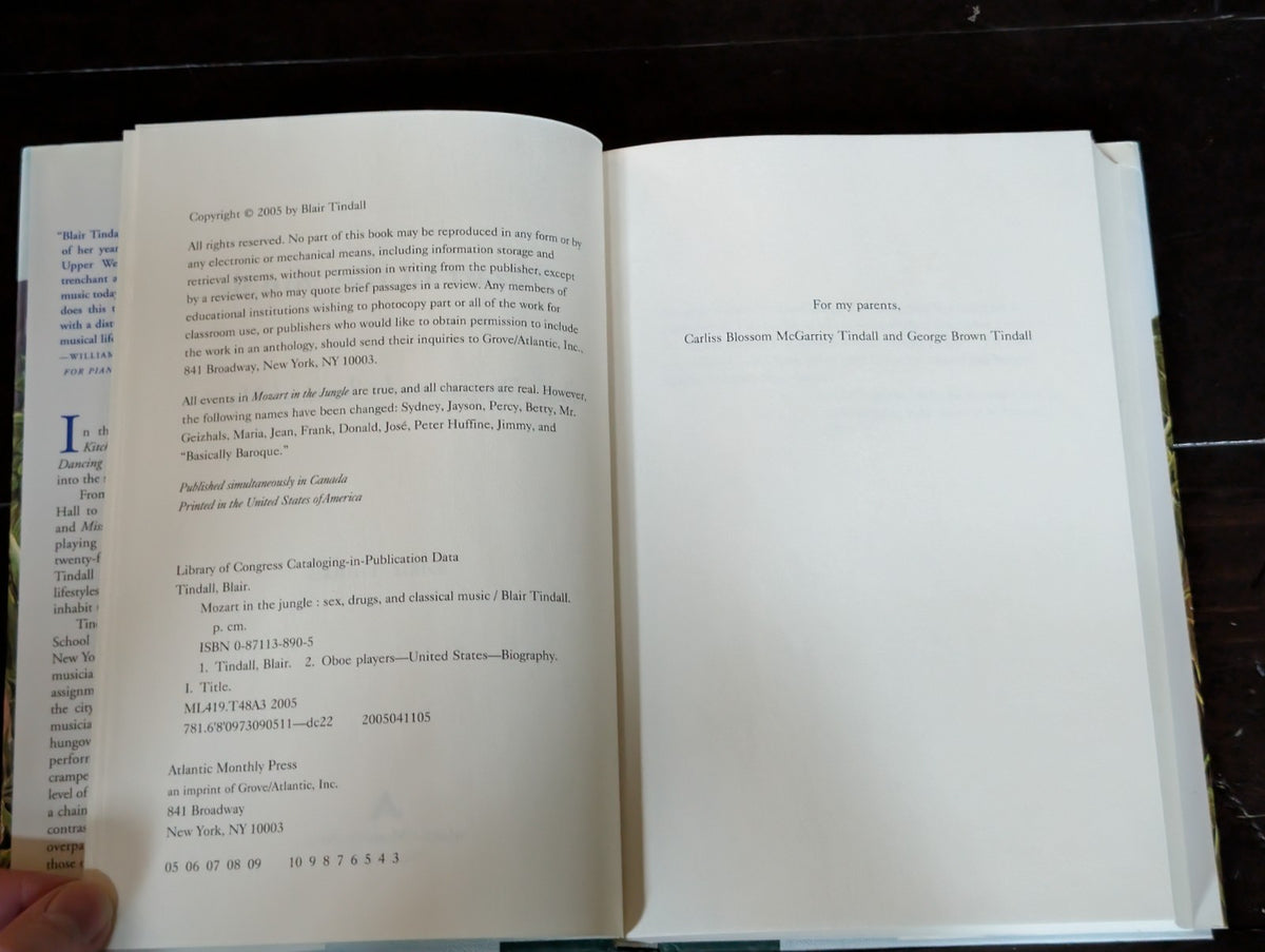 Mozart in the Jungle: Sex, Drugs, and Classical Music, Blair Tindall HC -JD