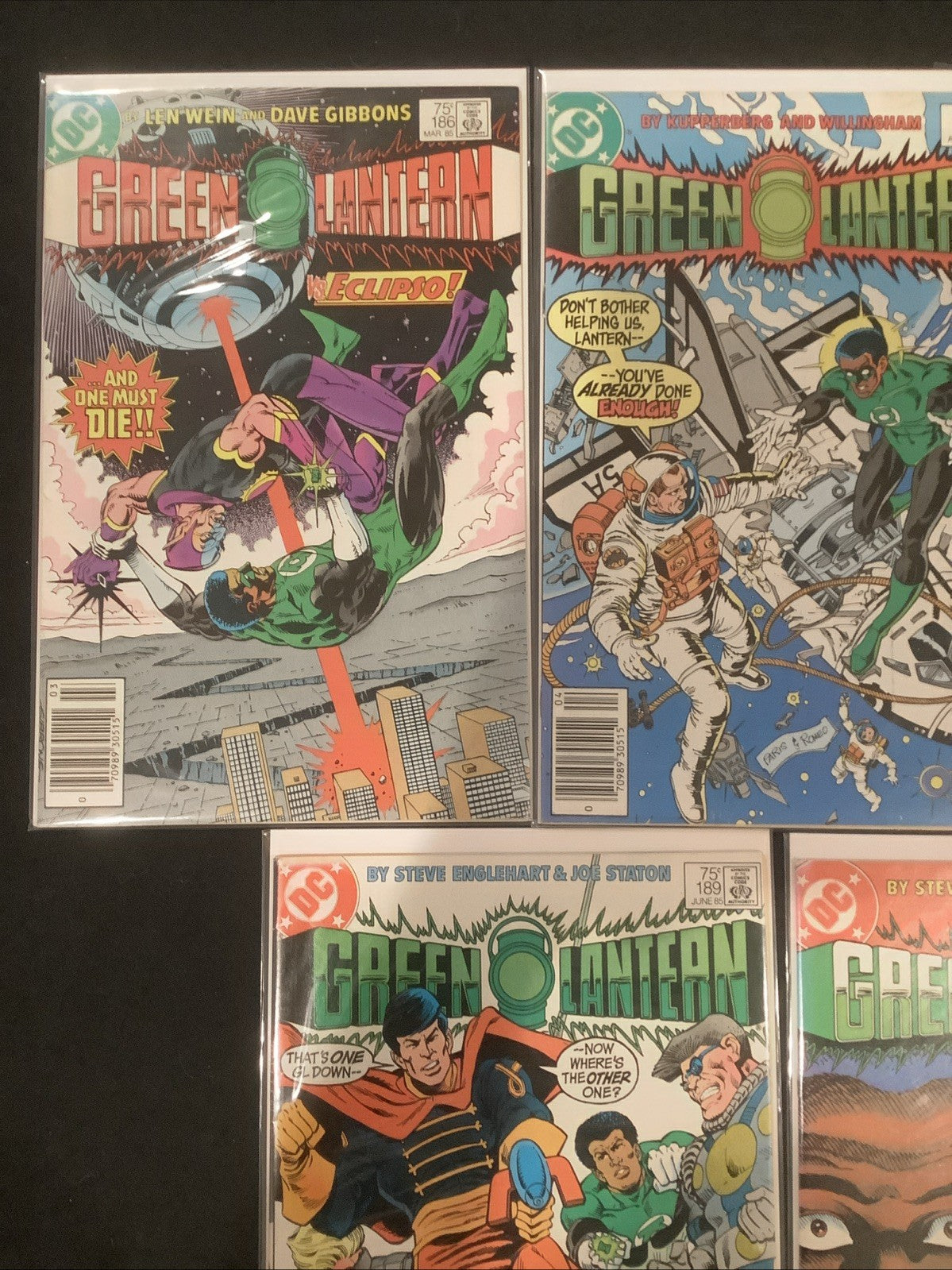 Green Lantern #186-190 Comic Lot, DC Comics, Len Wein, Dave Gibbons,1st App Mogo
