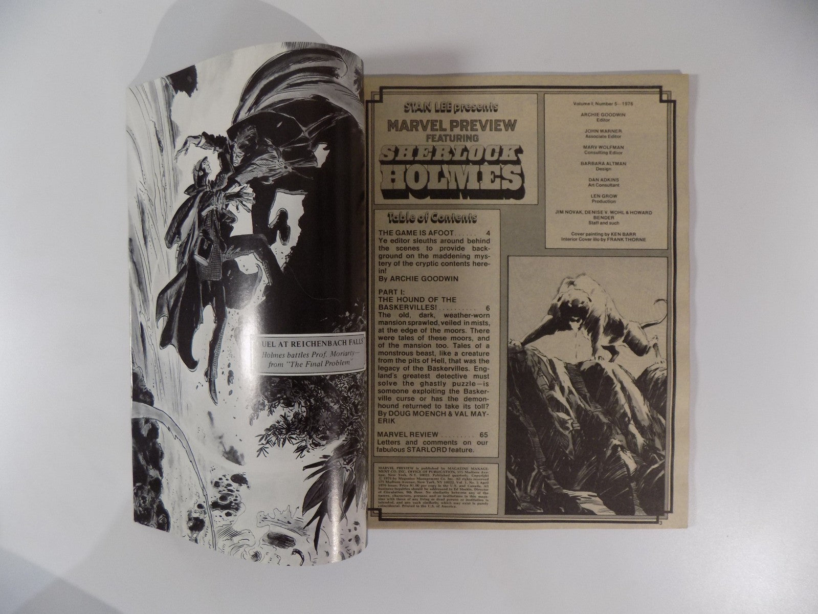 Marvel Preview Magazine #5 Presents Sherlock Holmes April 1975 Very Fine+