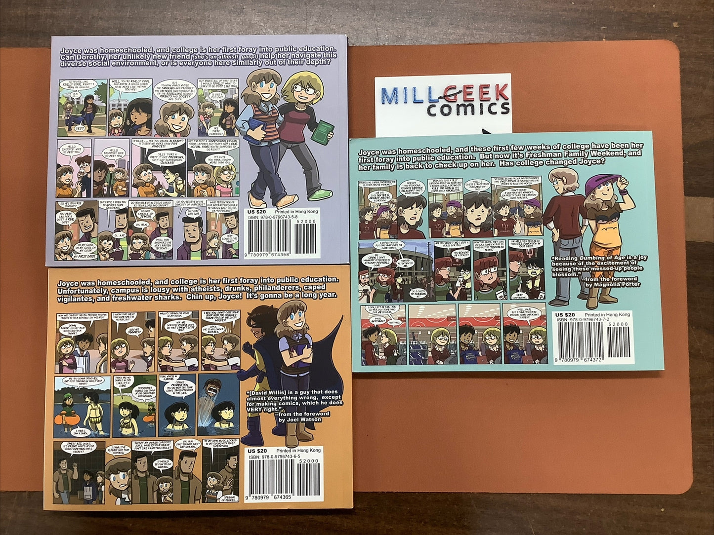 Dumbing of Age Collection by David Willis. Vol 1-3 all Signed And Sketched!