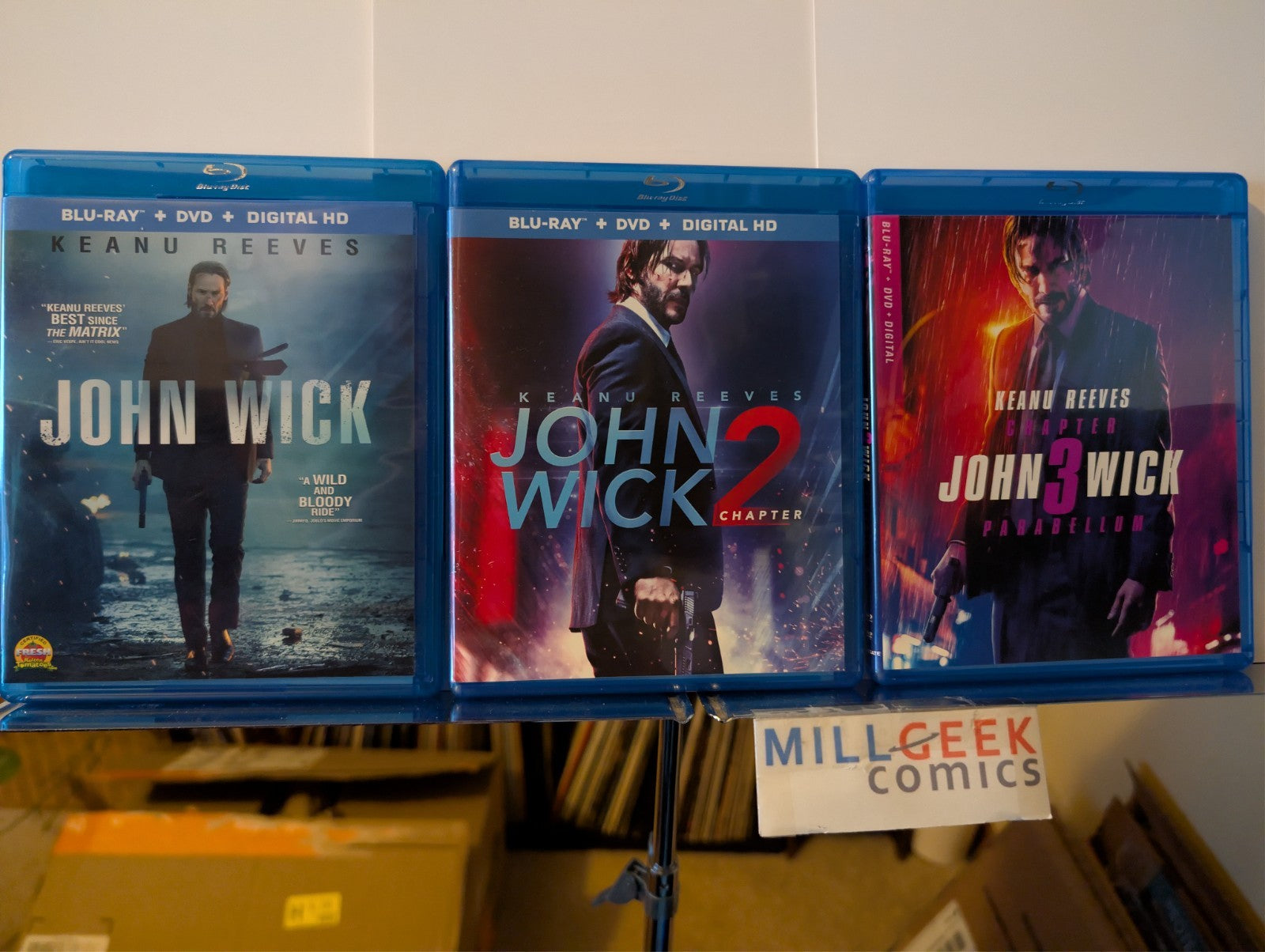 John Wick, Chapters 1 - 3, Keanu Reeves (Blu-Ray) Like New -JD