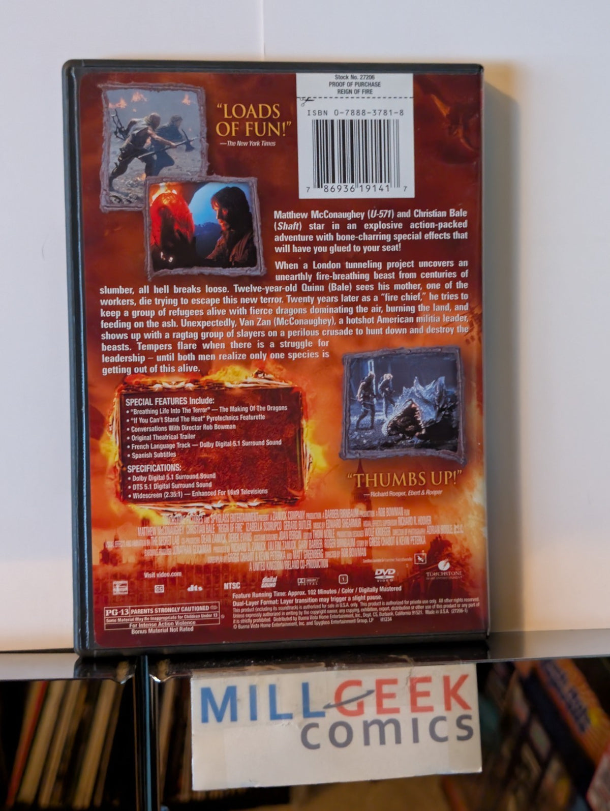 Reign of Fire - Matthew McConaughey & Christian Bale, Widescreen (DVD 2002) -JD