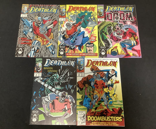 Deathlok #1-5 Comic Lot, Marvel Comics, Dwayne McDuffie, Metallic Ink, 1991