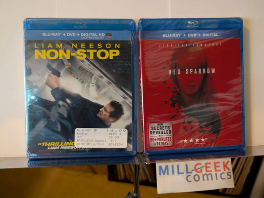Non-Stop / Red Sparrow, Liam Neeson, Jennifer Lawrence 2 Movie Set (Blu-ray) -JD