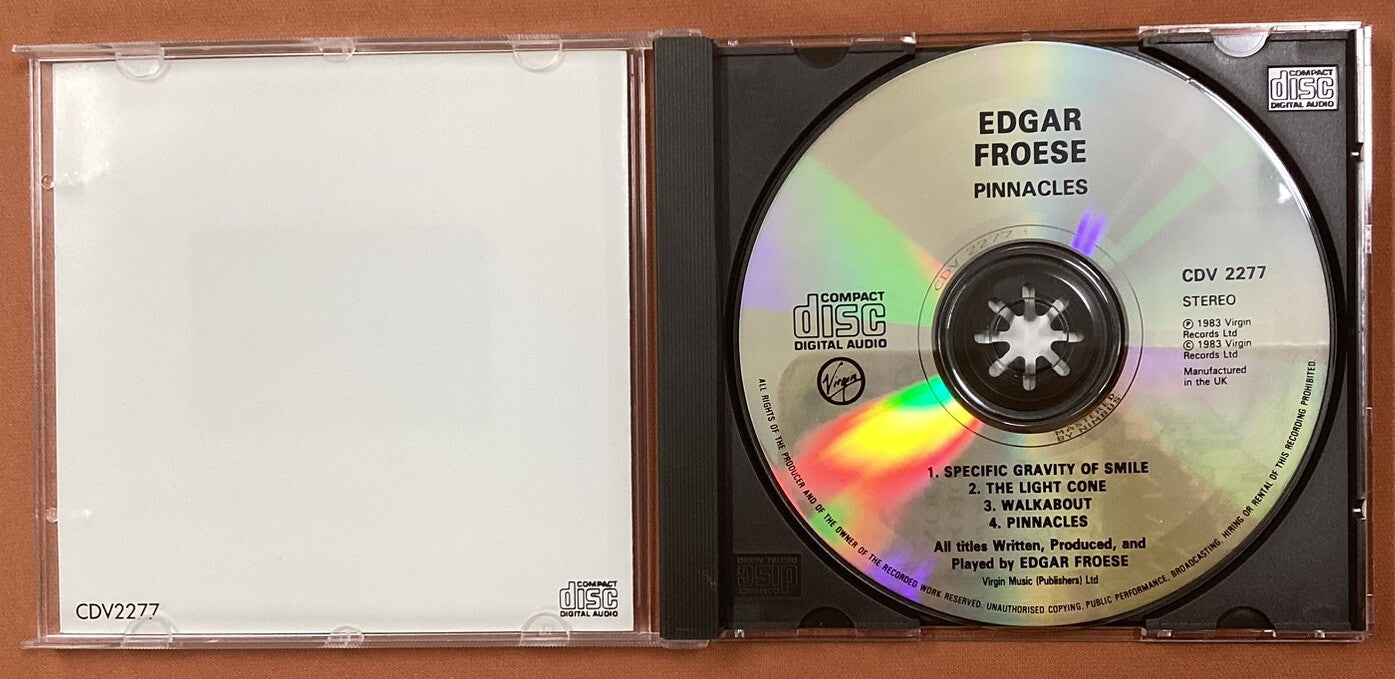 Pinnacles by Edgar Froese (CD, UK Import, CDV 2277, Like New)-JD