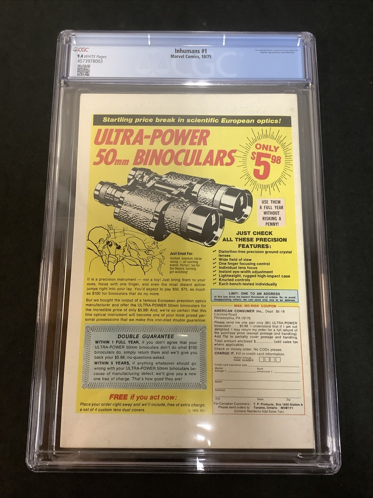 Inhumans #1 (Marvel Comics October 1975) CGC Graded 9.4 (NM) White Pages