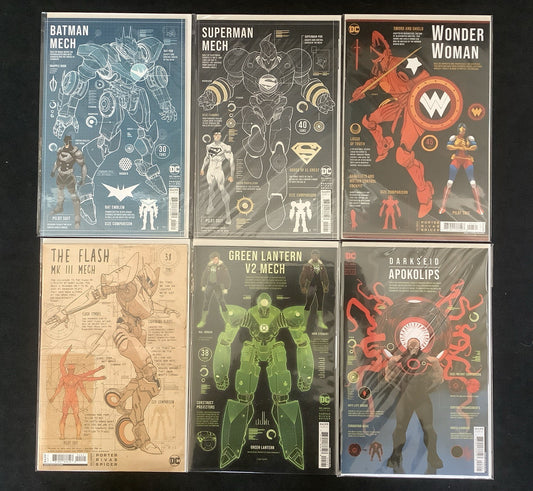 DC: Mech #1-6 Complete Comic Series, DC Comics, Dan Mora Blueprint Variant Set