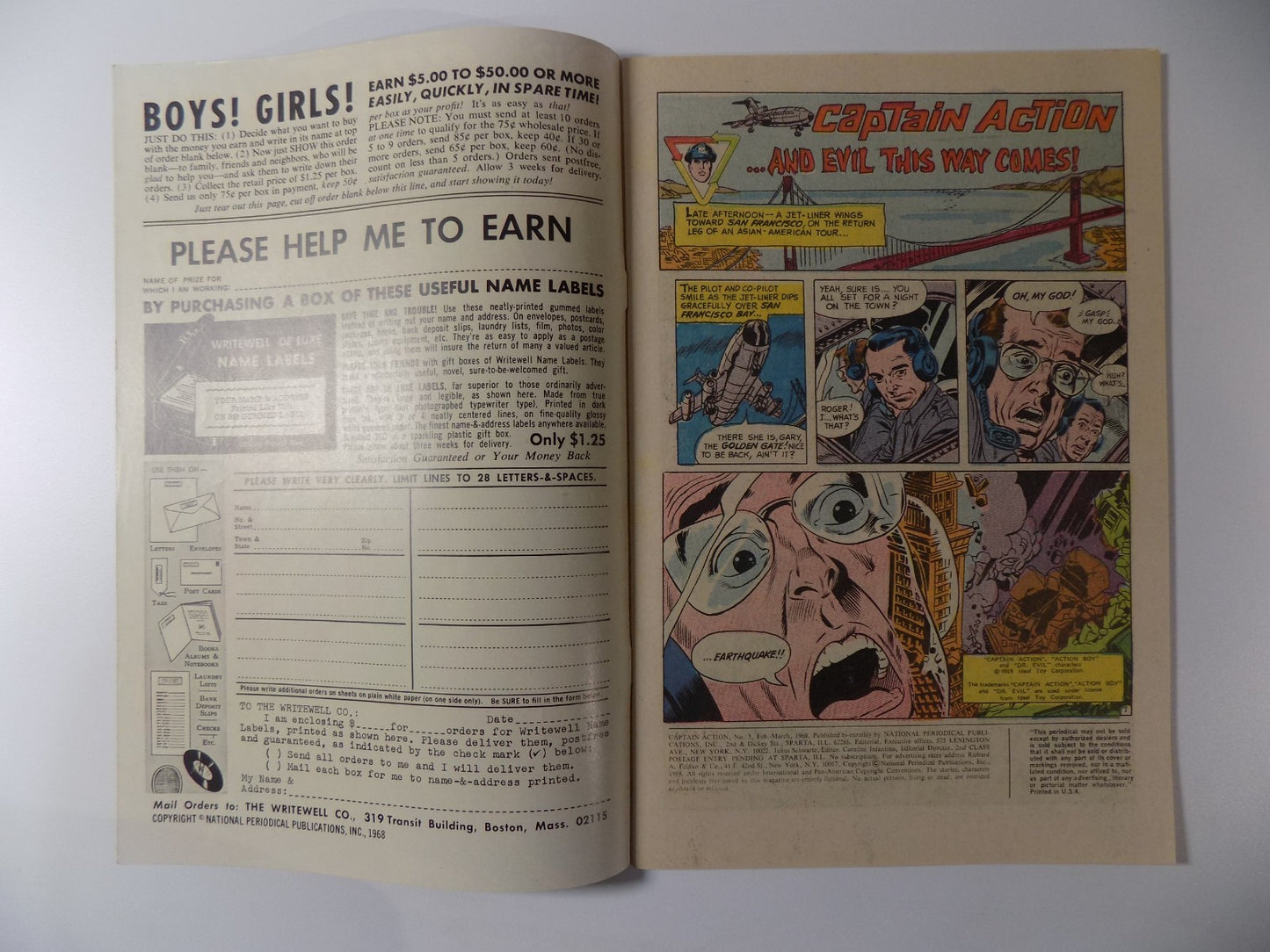 Captain Action #3 DC Comic March 1969 Very Fine-