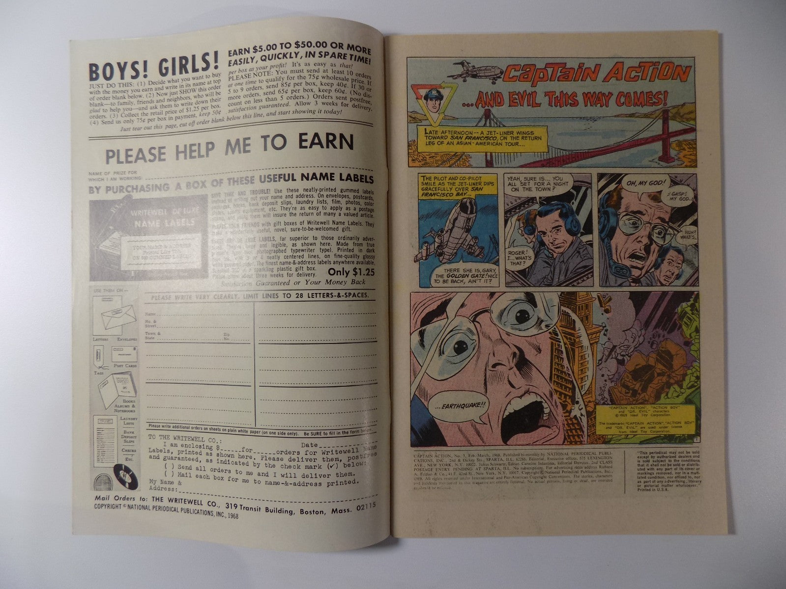 Captain Action #3 DC Comic March 1969 Very Fine-