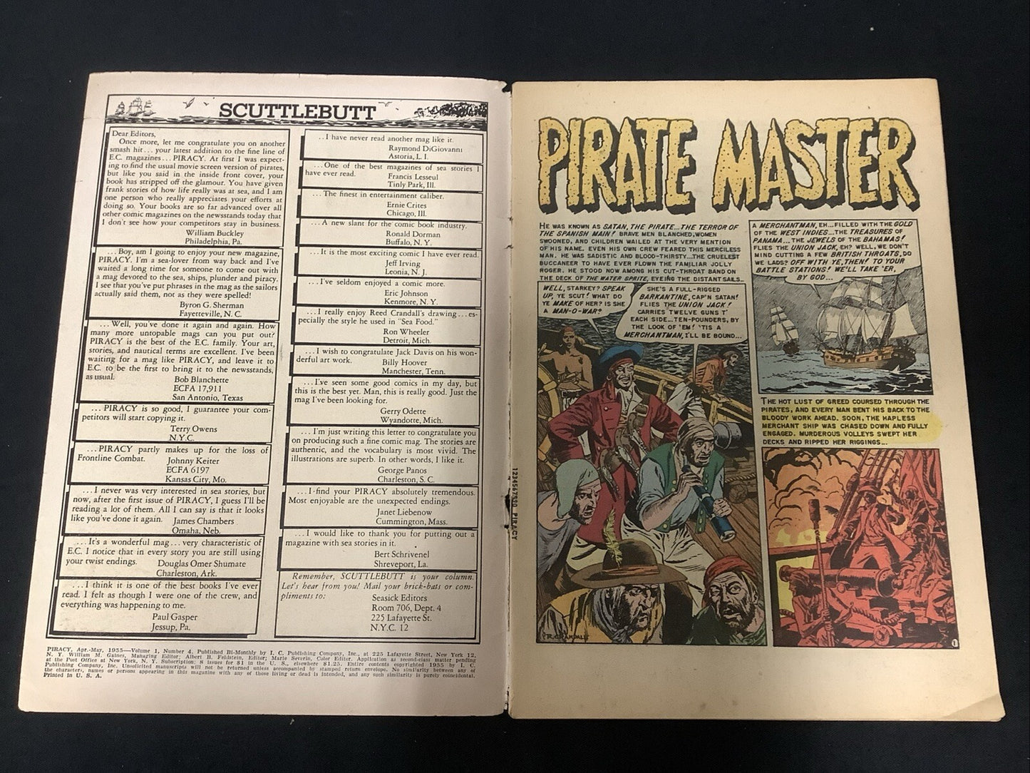 Piracy #4 (EC Comics April-May 1955) VG (4.0) Cover Detached Lower Staple
