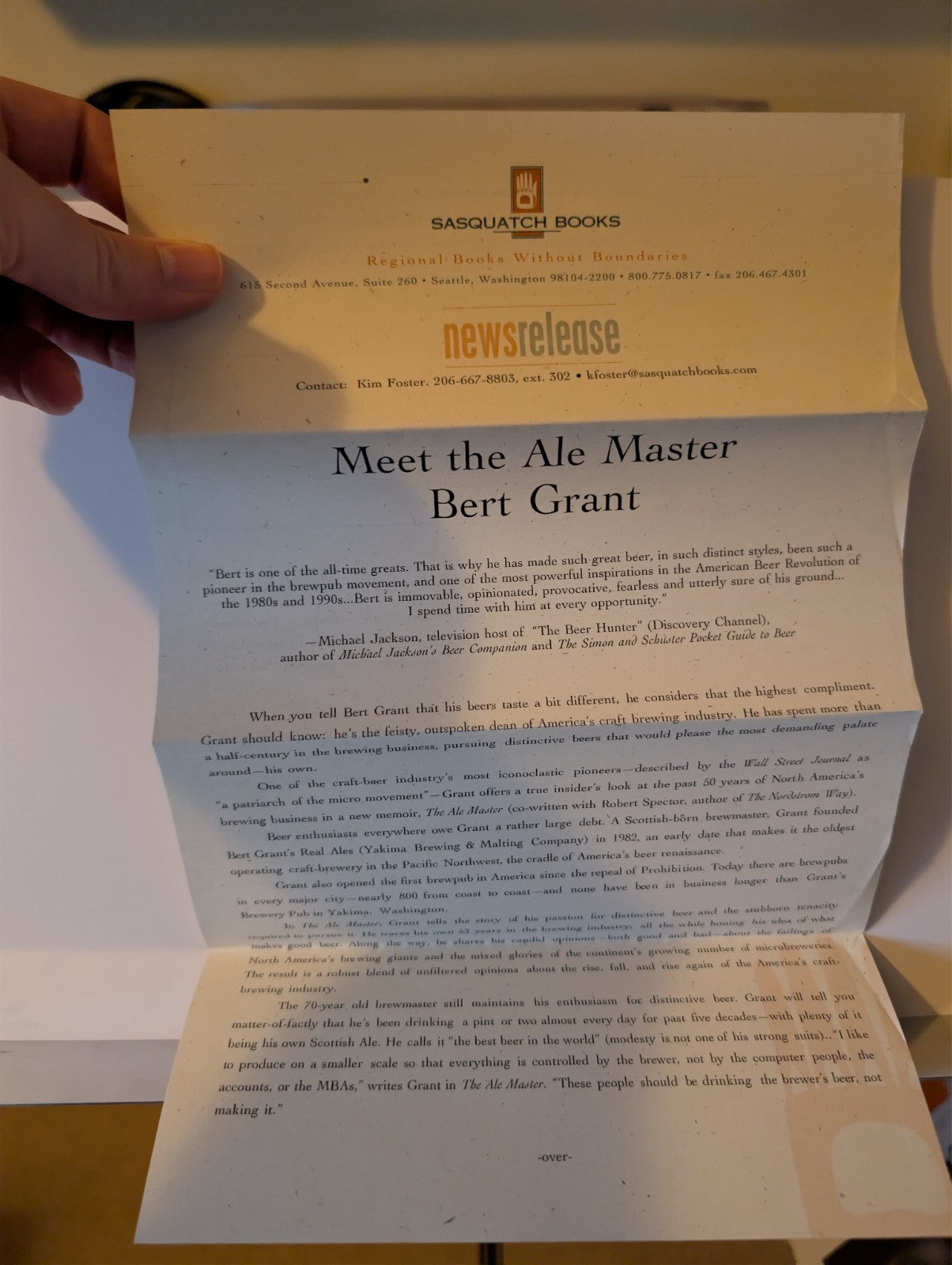 Bert Grant, The Ale Master, with Robert Spector, Hardcover -JD