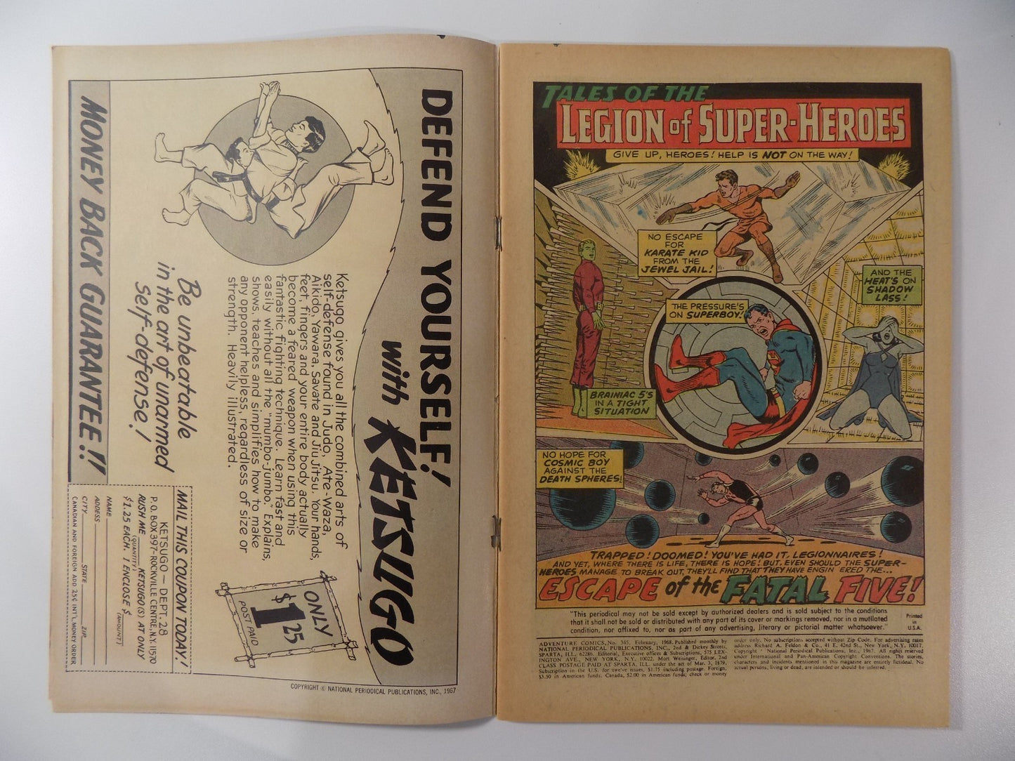 Adventure Comics #365 DC Comic Feb 1968 Very Good 1st Shadow Lass