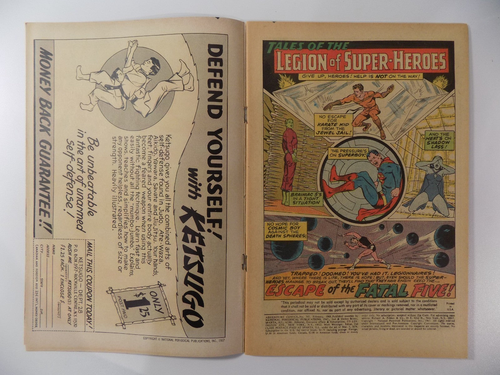 Adventure Comics #365 DC Comic Feb 1968 Very Good 1st Shadow Lass