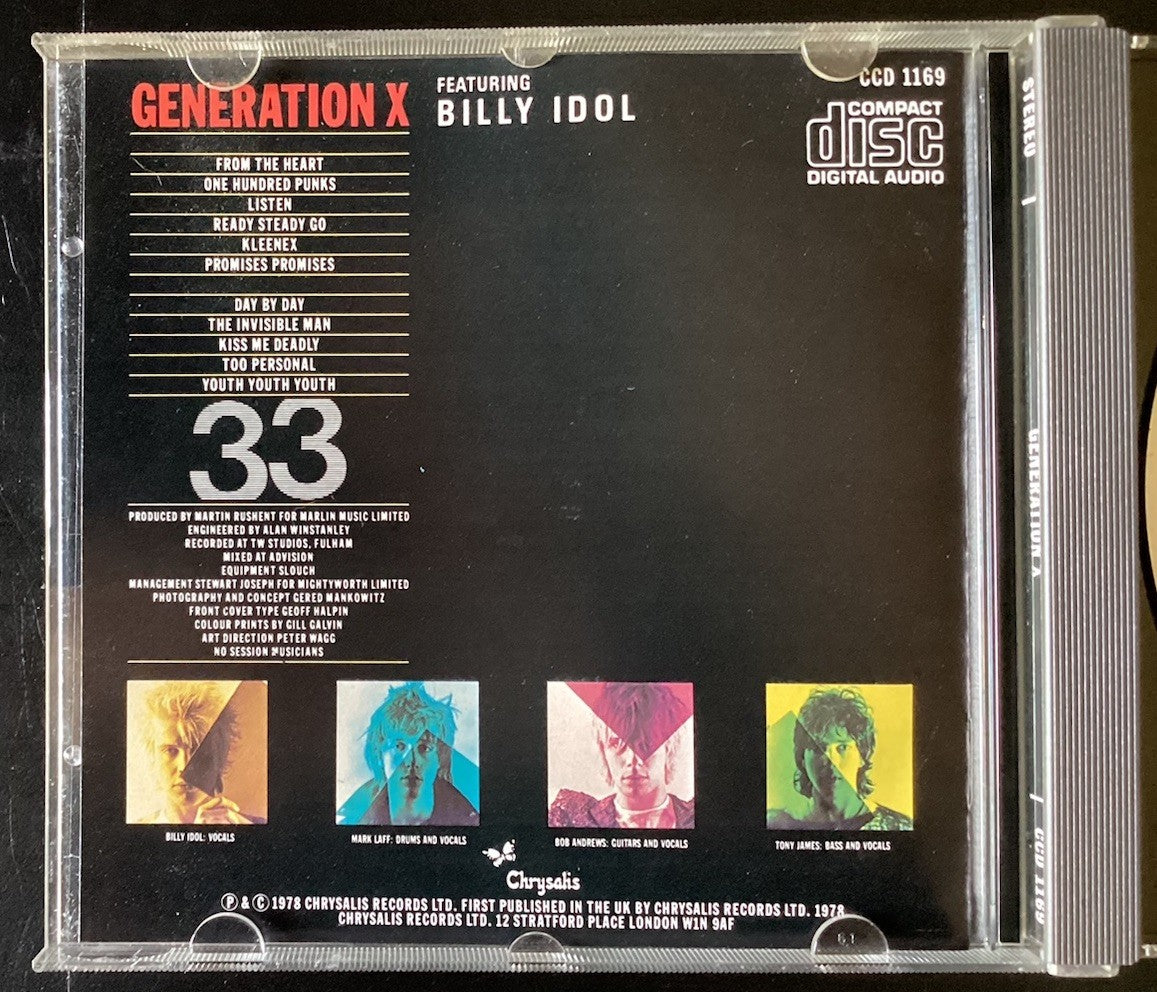 Generation X Featuring Billy Idol (CD, Chrysalis, Import, Like New)  JD