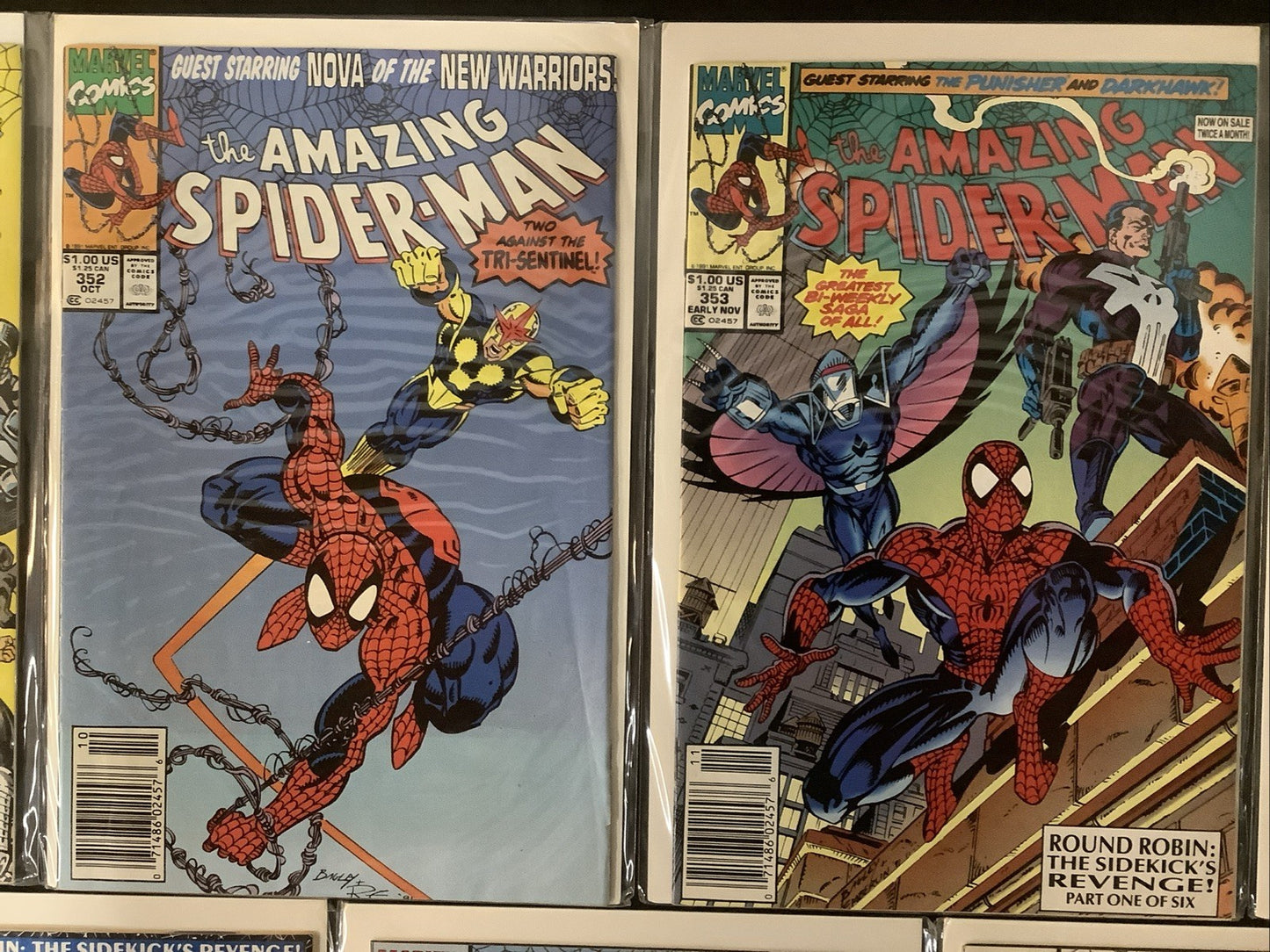 Amazing Spider-Man #350-358 Comic Lot, Marvel, Multiple Newsstand Covers, 1991