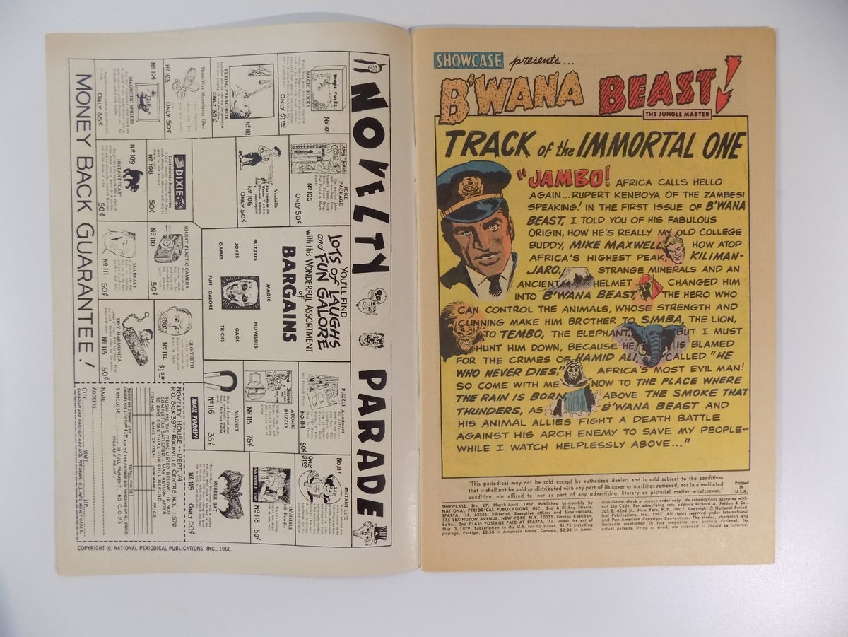 Showcase #67 B'wana Beast DC Comic April 1967 Fine/Very Fine
