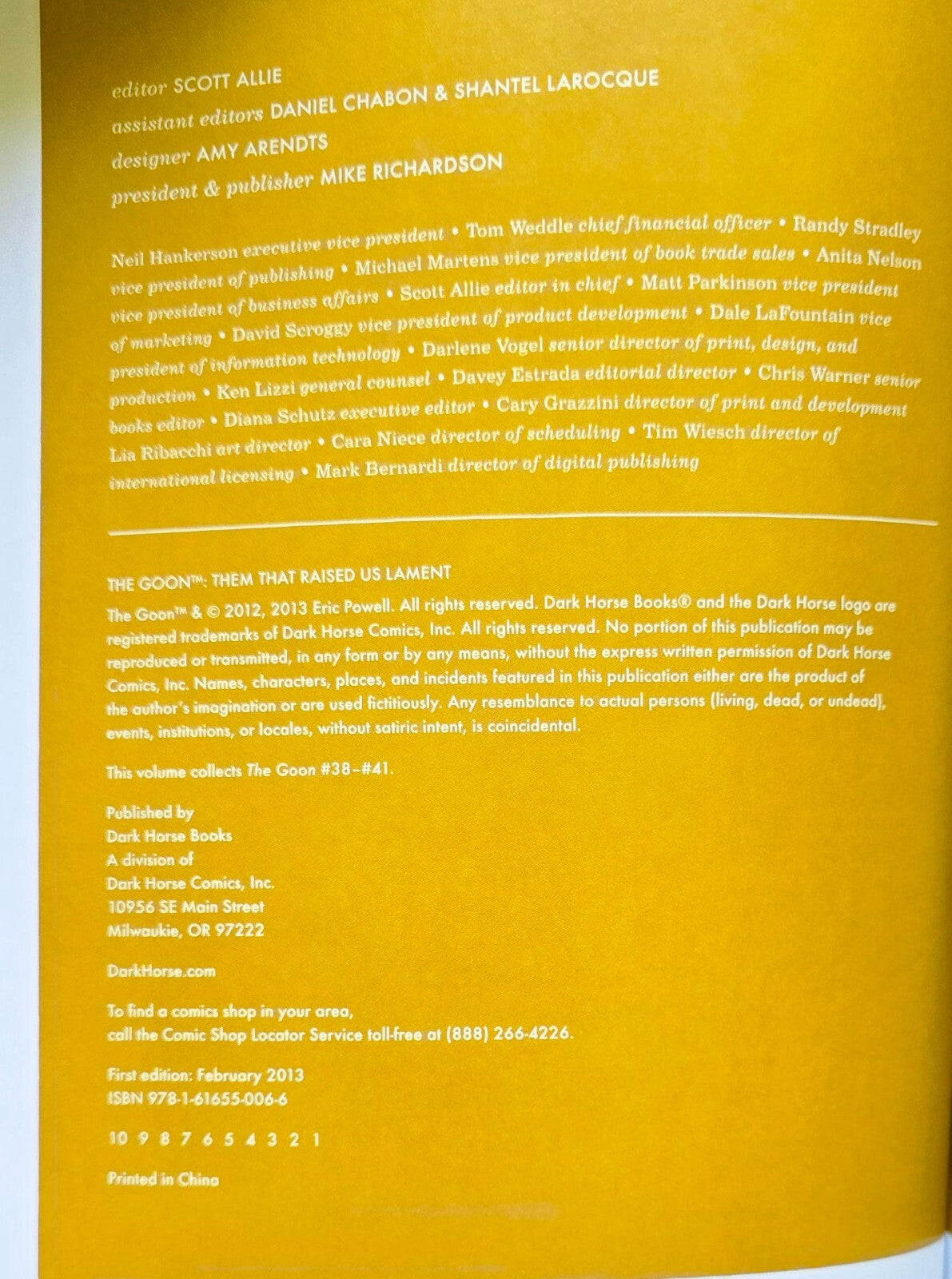 The Goon In Them That Raised Us Lament Vol. 12 by Eric Powell (1st Print, 2013)