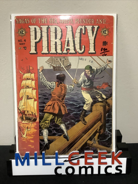 Piracy #4 (EC Comics April-May 1955) VG (4.0) Cover Detached Lower Staple
