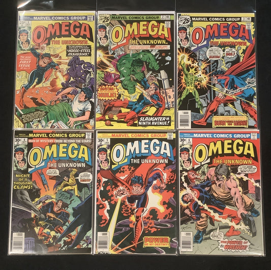Omega the Unknown #1-6 Comic Lot, Marvel, Steve Gerber, Joe Sinnott, March 1976