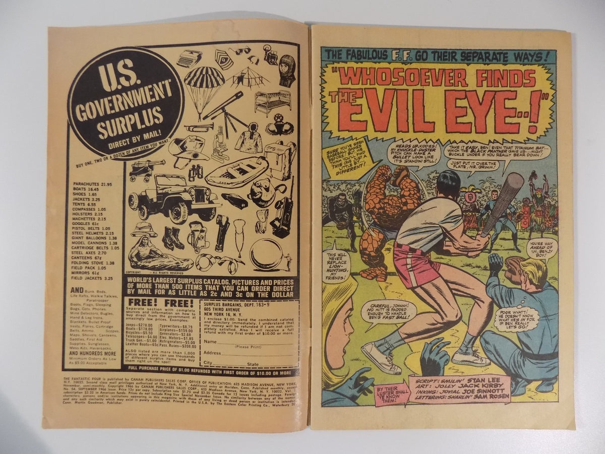 Fantastic Four #54 Marvel Comic September 1966 Fine+