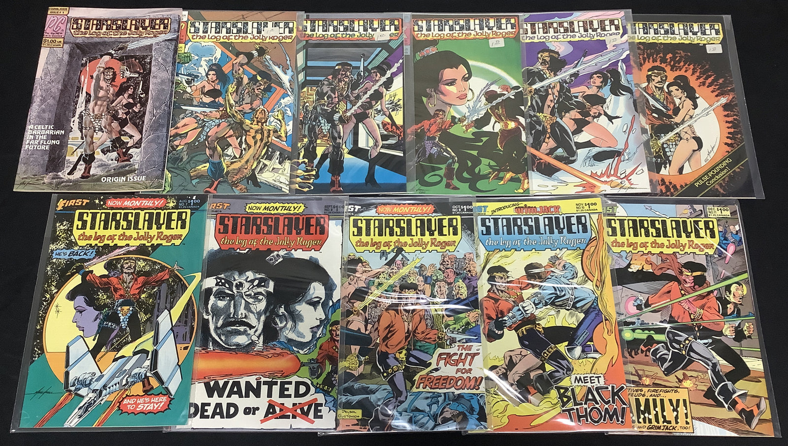 Starslayer #1-11 Comic Lot, 1st App Rocketeer And Grimjack, Pacific/First Comics