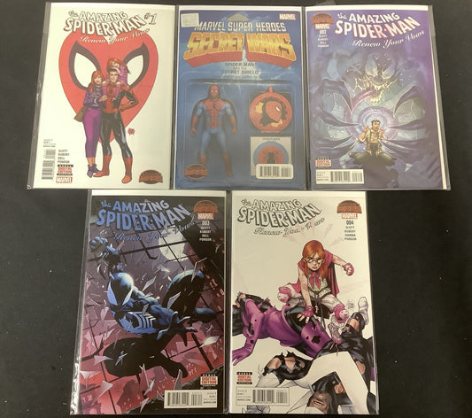 Amazing Spider-Man Renew Your Vows #1-4 + Action Figure Variant Comic Lot, 2015