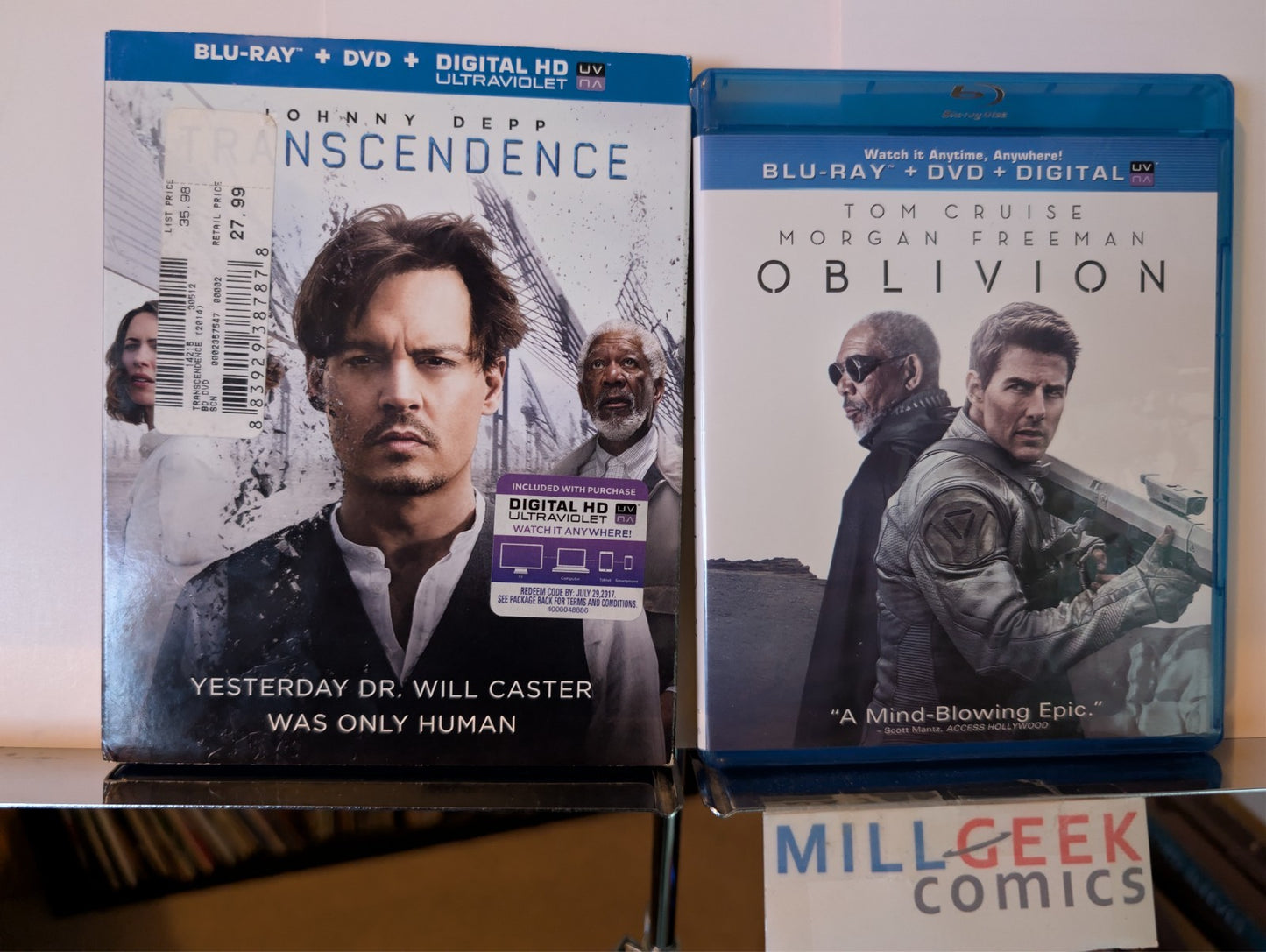 Transcendence / Oblivion, 2 Sci-Fi Movies (Blu-Ray) -JD