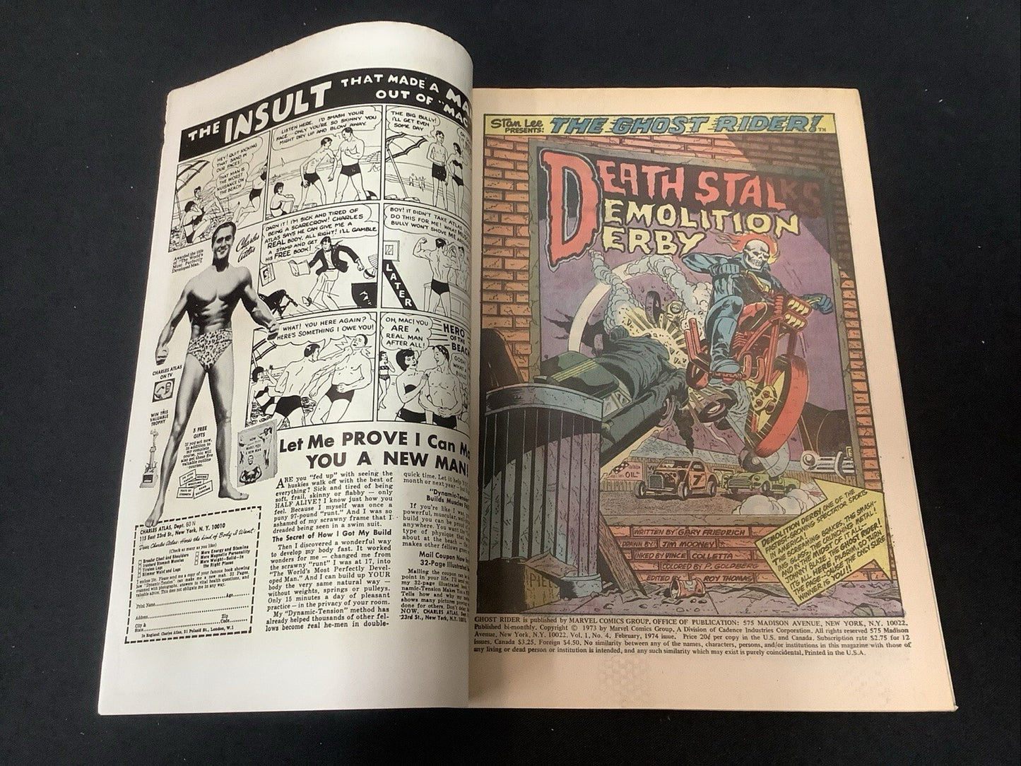 Ghost Rider #4 (February 1974) F/VF (7.0) “Death Stalks The Demolition Derby”