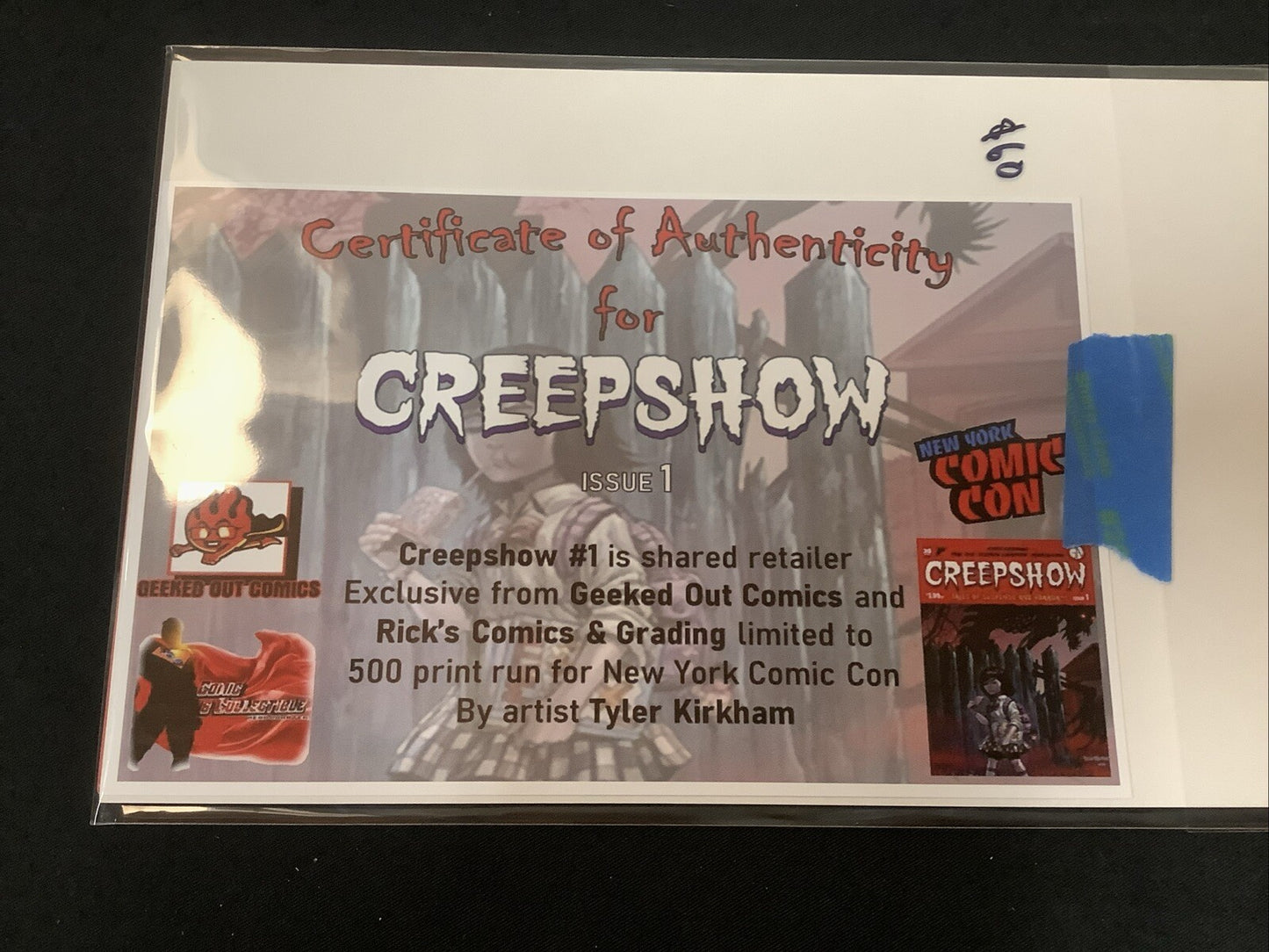 Creepshow #1 Tyler Kirkham, NYCC Exclusive With COA, Limited To 500 Print Run
