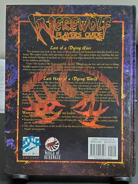 Werewolf the Apocalypse Player's Guide 2nd ed White Wolf Sourcebook 1998
