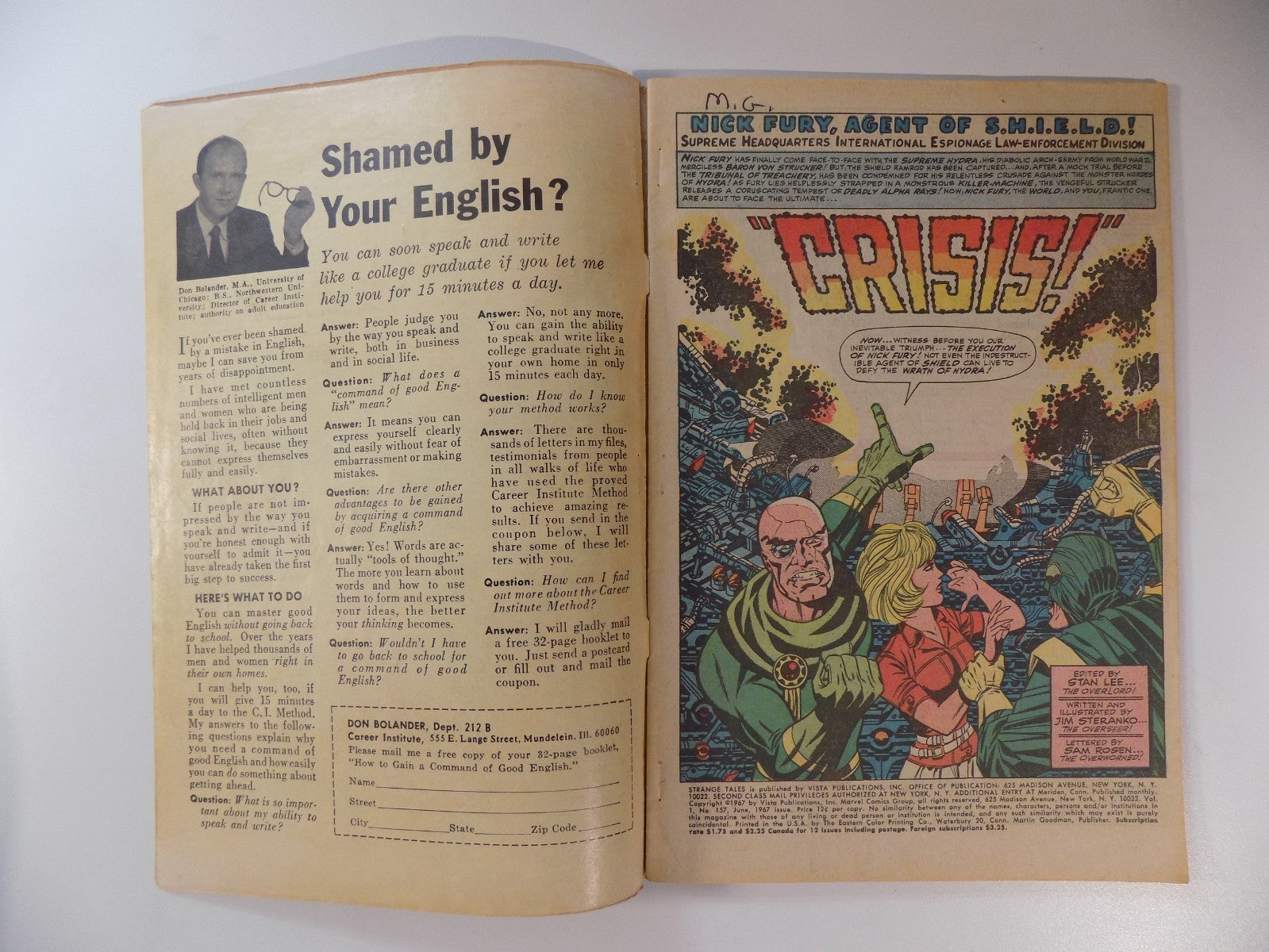 Strange Tales #157 Marvel Comic June 1967 Very Good/Fine