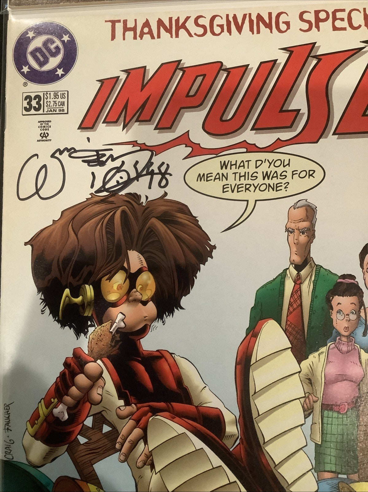 Impulse #31-34 Comic Lot, DC, All Autographed By William Messner-Loebs, 1998
