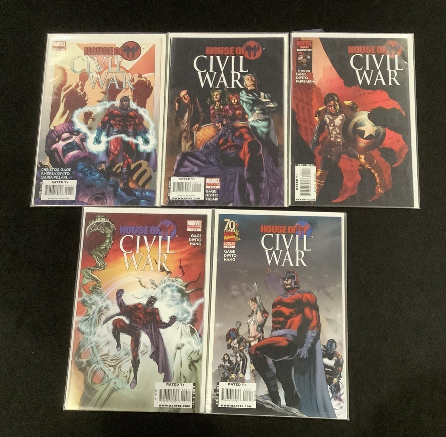 Civil War House of M #1-5 Complete Comic Set, Marvel Comics,  2008