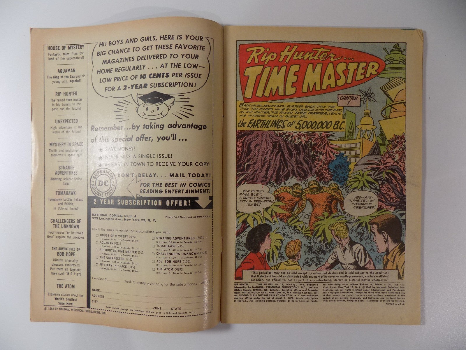 Rip Hunter Time Master #15 DC Comic August 1963 Very Fine